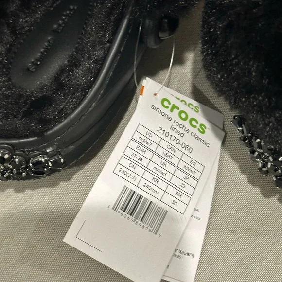 Crocs Classic Lined Clog Simone Rocha Black US women's 7 size Embellished NWT - Picture 9 of 10